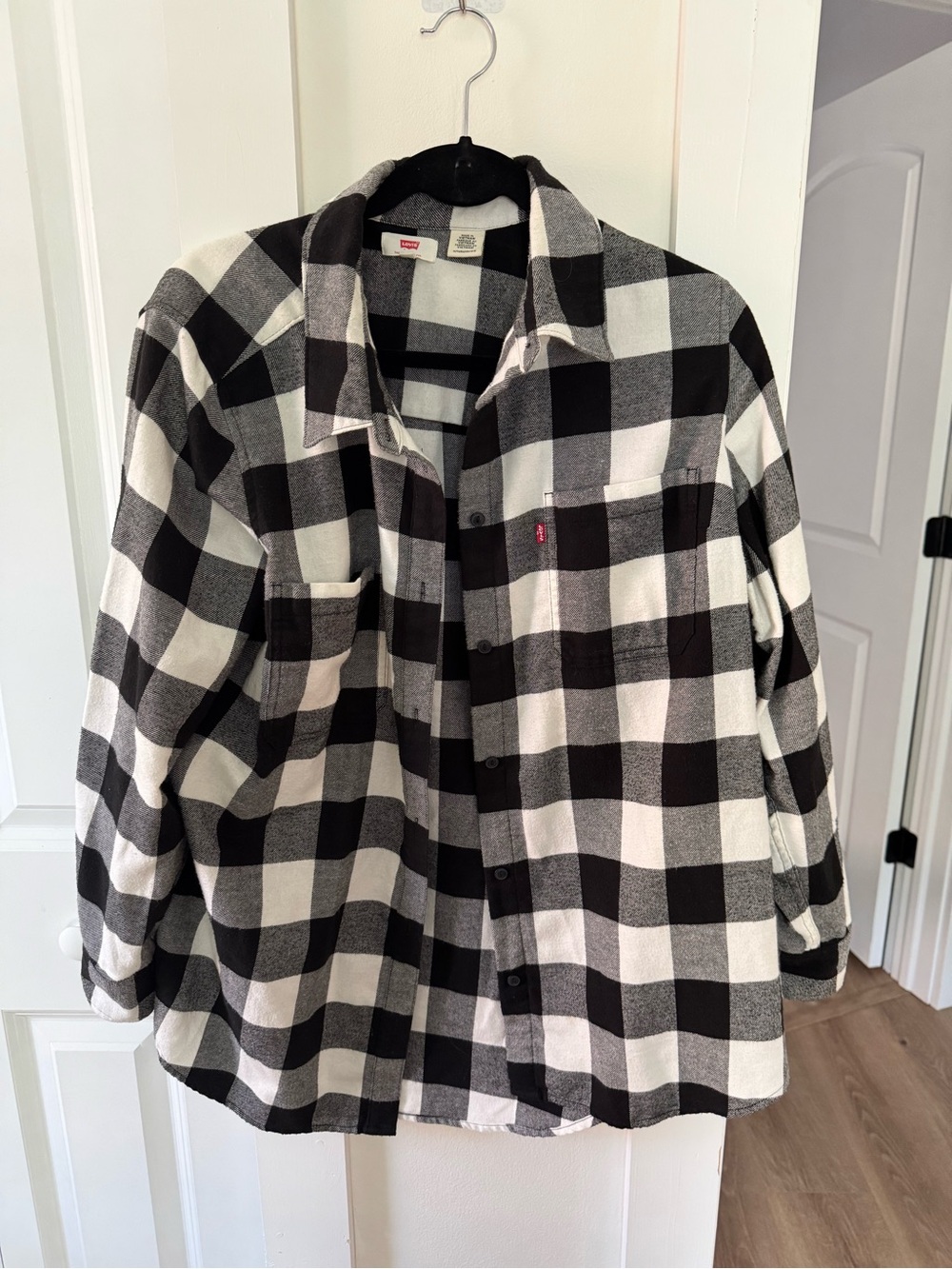 Levi's Black and White Buffalo Plaid Button-Down Shirt